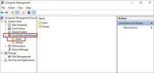 open local users and groups setting window